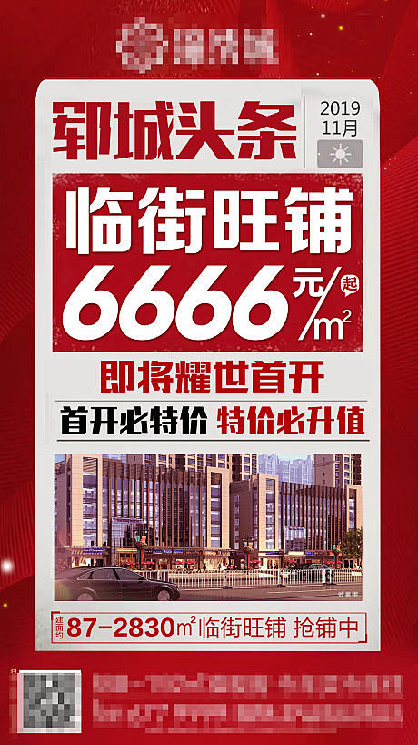 商铺旺铺创意大字报风格房地产海报设计